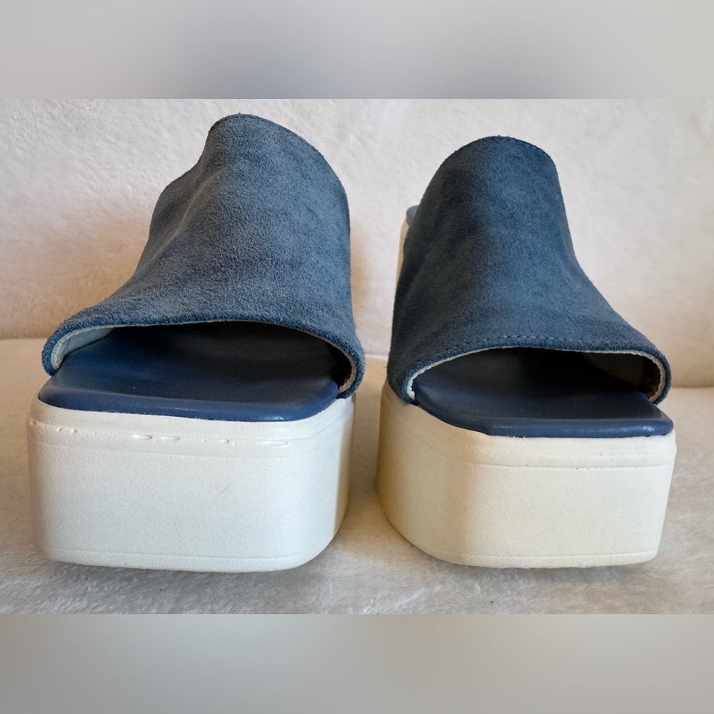 NEW Free People Zoe Platform Sandals in Blue Suede Made in Italy Size 39 - Picture 5 of 9